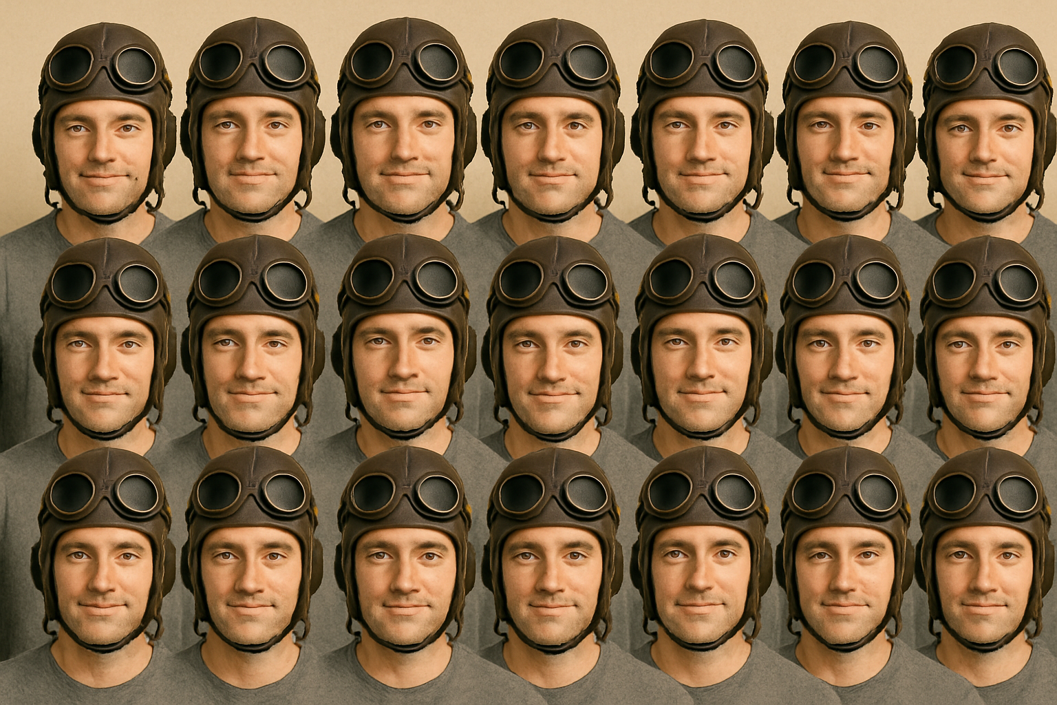 똑같이 생긴 사람들이 있는 사진