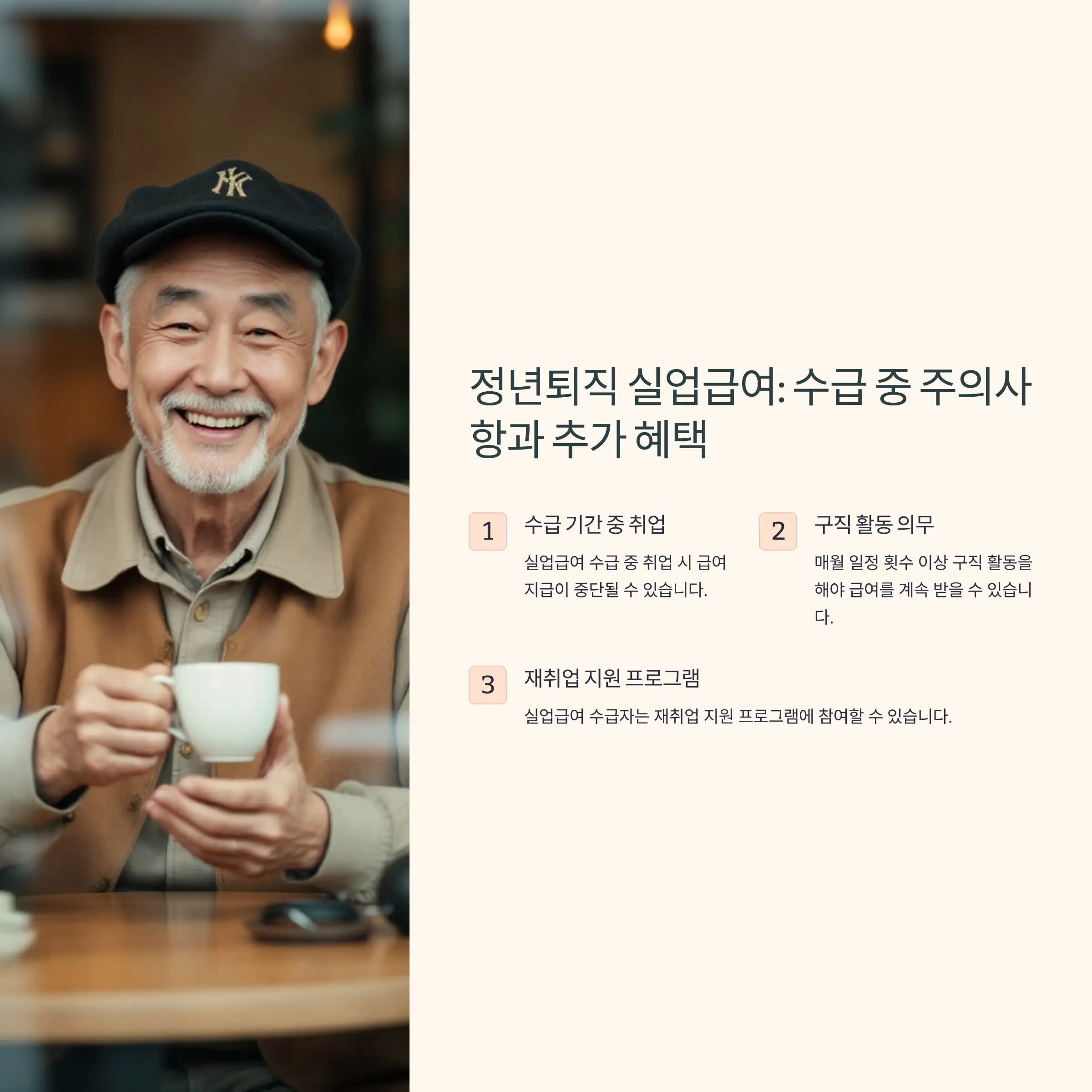 정년퇴직 실업급여 수급 중 주의사항과 추가 혜택