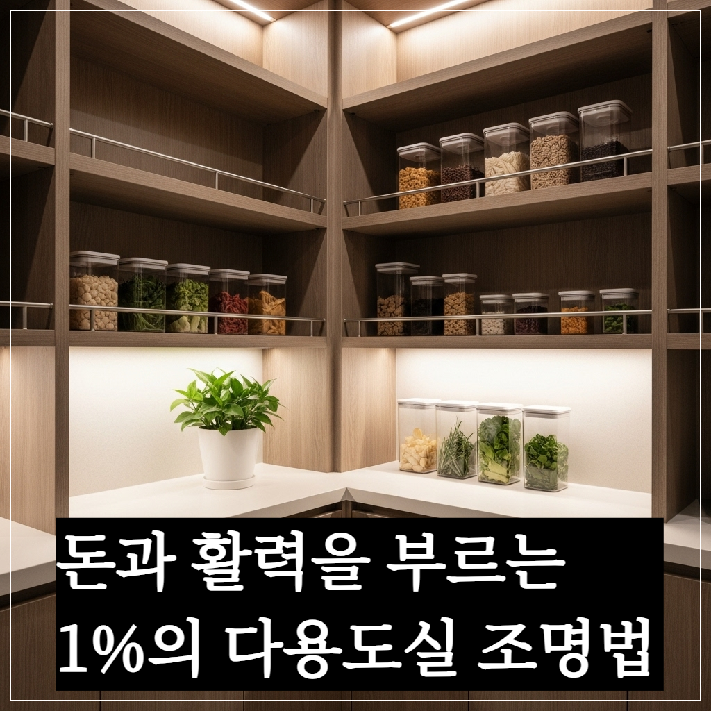 풍수적으로 밝고 정돈되어 가족 건강과 재물운을 높인 현대적인 아파트 다용도실 인테리어 전경