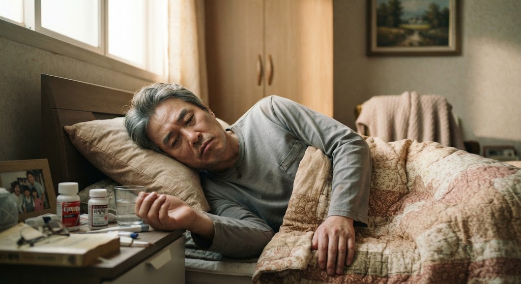 질병으로 거동이 불편한 중장년. 일상돌봄 서비스가 절실해보임