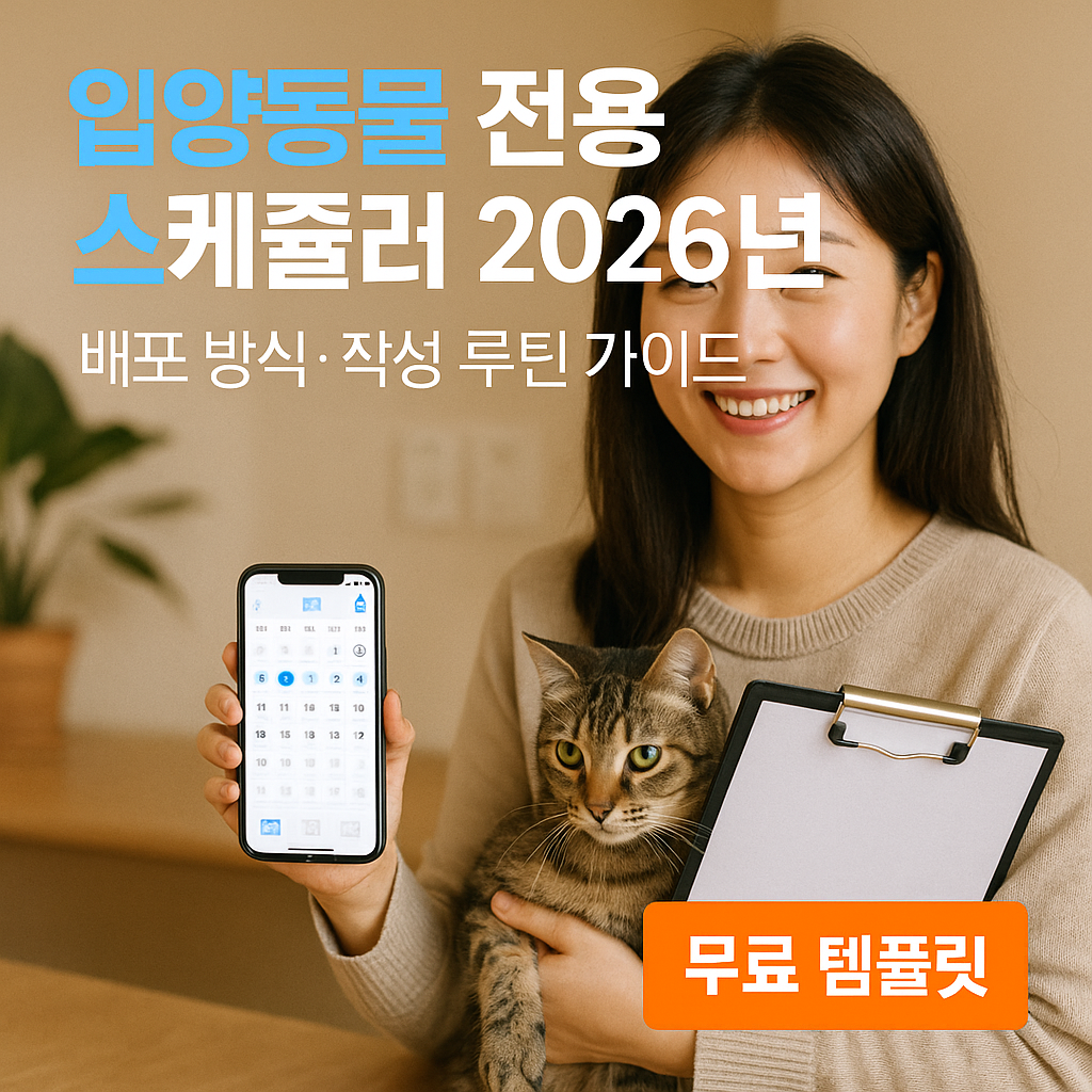 입양동물 전용 스케줄러 2026년 | 배포 방식·작성 루틴 가이드