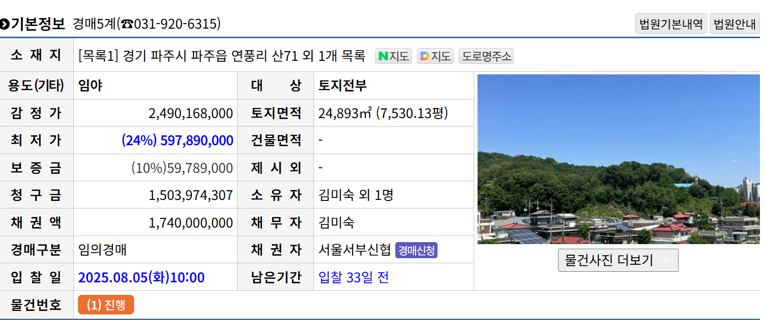 파주 임야 경매