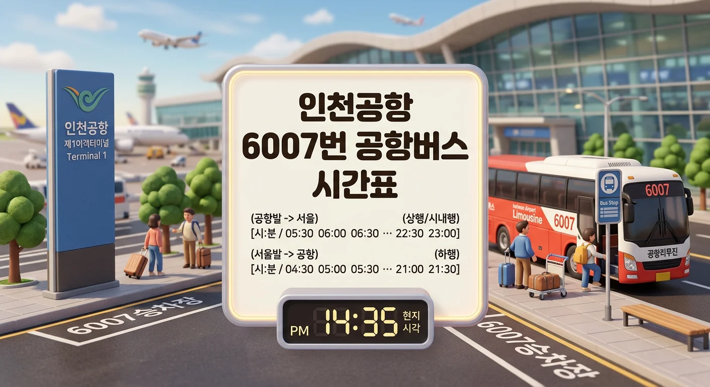 인천공항 6007번 공항버스 시간표와 요금 (당산&middot;영등포&middot;여의도 방면)
