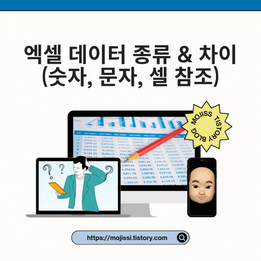 엑셀 데이터 종류 및 차이 엑셀 숫자 데이터 문자 데이터 셀 참조