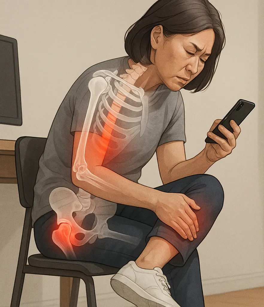 왼쪽 종아리 통증을 유발하는 자세