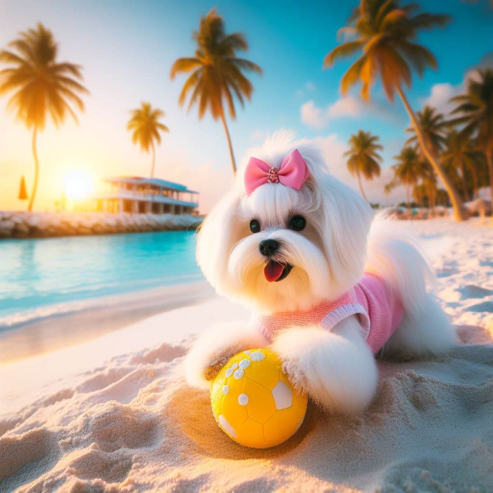 질투 많은 무릎 강아지 말티즈(Maltese) 공놀이