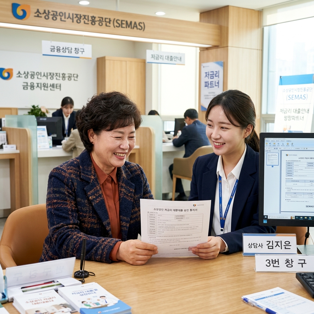 소상공인진흥공단에서 지원하는 대형마트 피해 점주 전용 고정금리 경영안정자금 금융 상담 현장