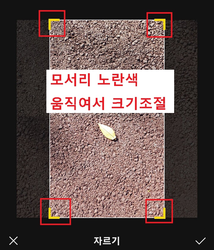 크기조절 노란색 바 보임
