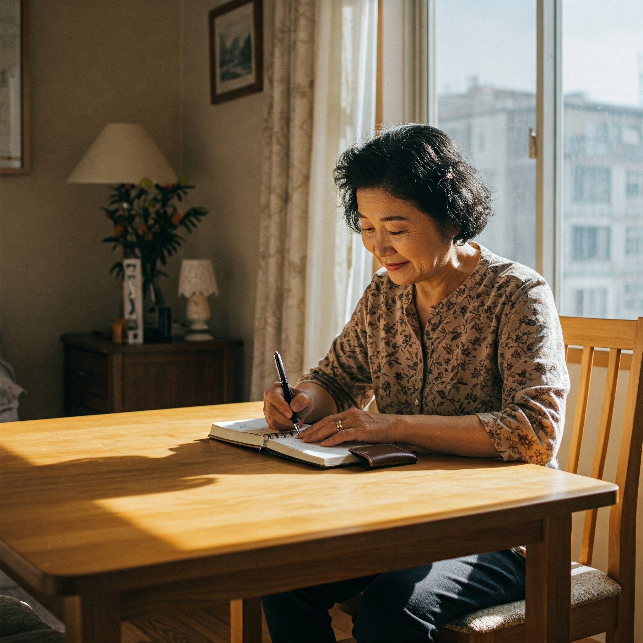 하루 한 문장 일기 쓰기를 실천하는 여성