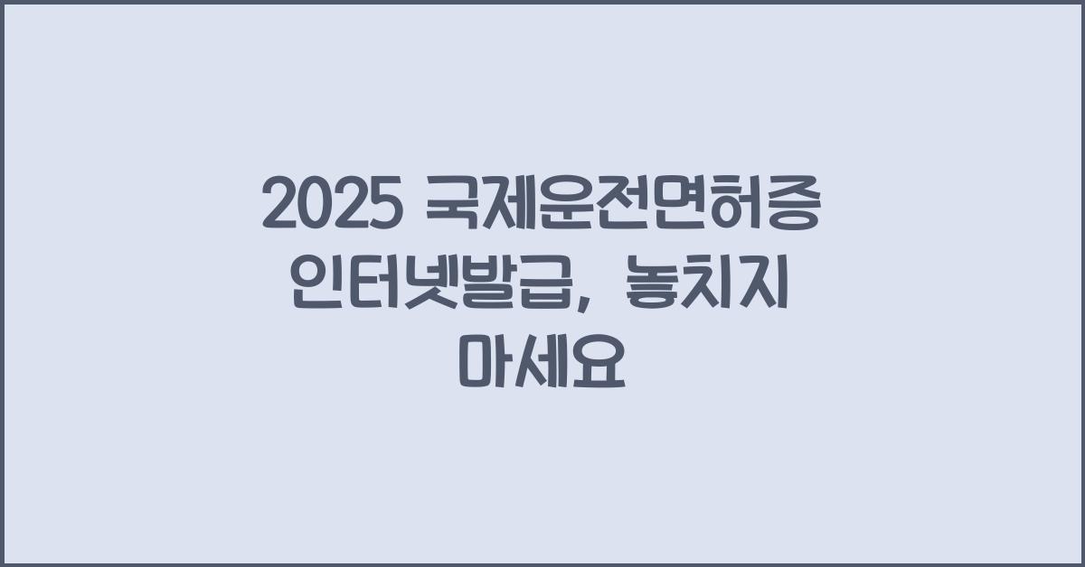 2025 국제운전면허증인터넷발급