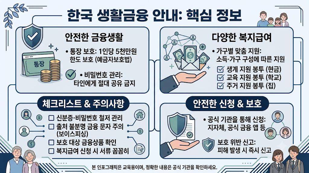 복지급여를 보호하는 압류방지 전용통장의 개념을 나타낸 안내 이미지