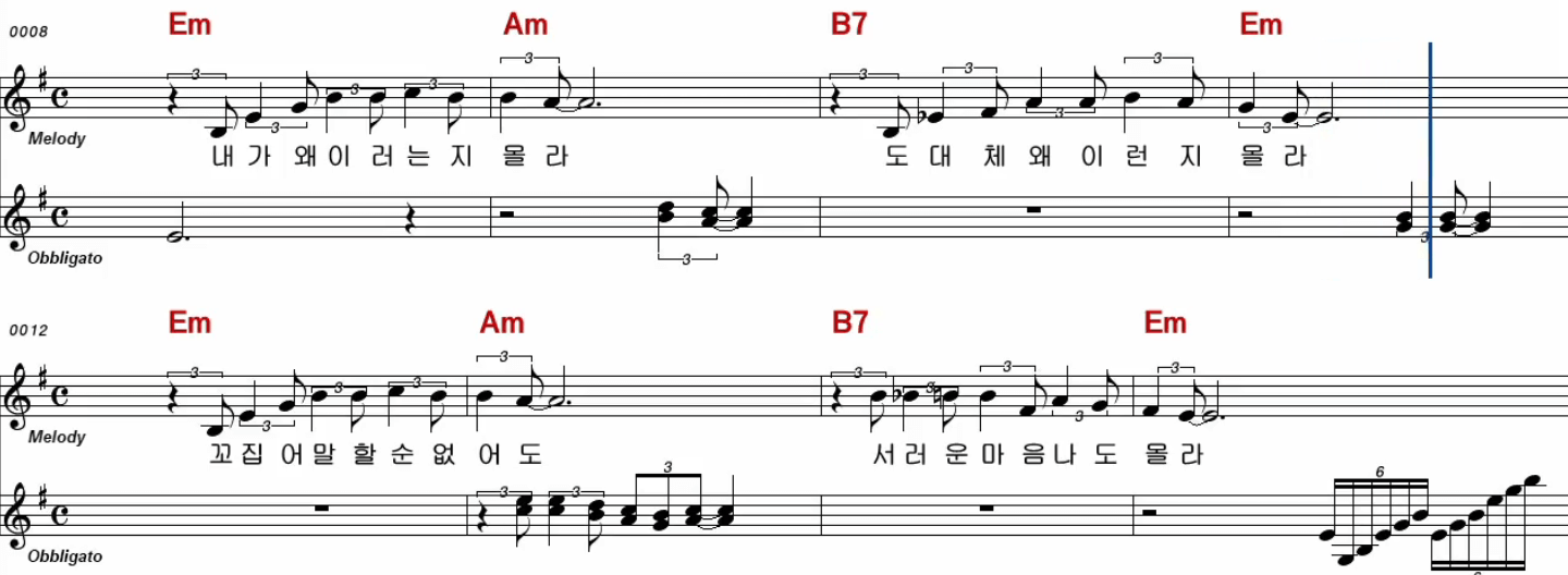나훈아 갈무리 악보