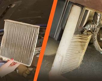 오염된 차량 에어컨 필터 상태