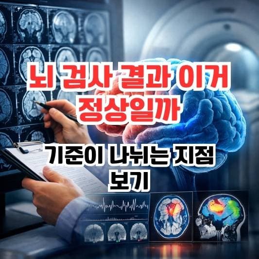 뇌 검사 결과 기준을 확인하는 상황을 표현한 이미지