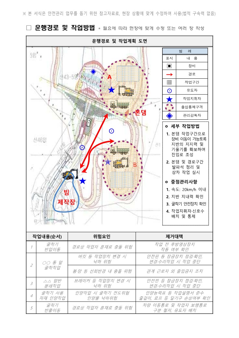 굴착기 작업계획서 작성 사항8