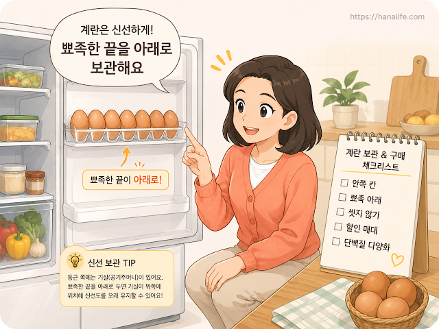 가계 식비를 줄이기 위해 냉장고 안쪽에 계란을 신선하게 보관하는 팁 가이드