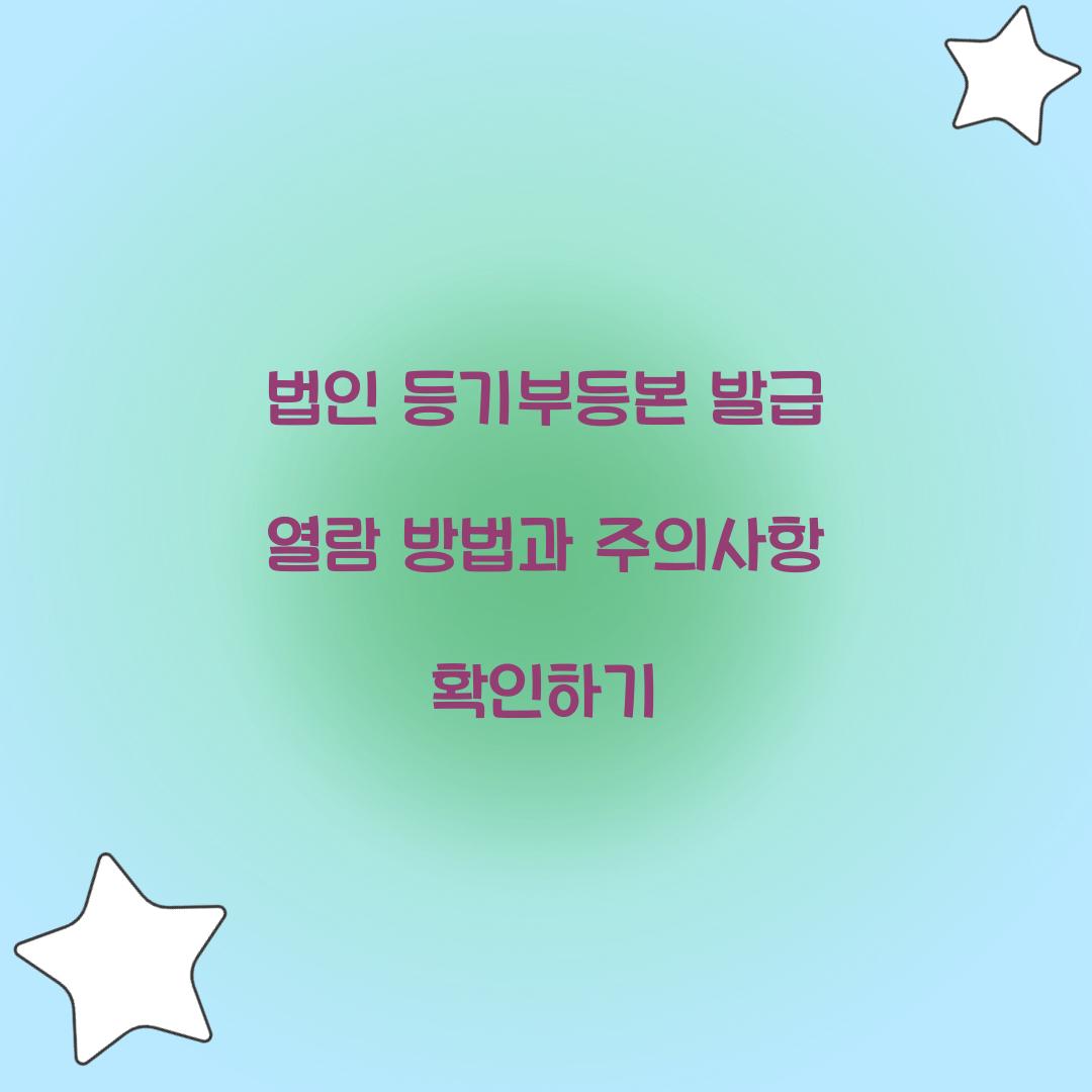 법인 등기부등본 발급 열람