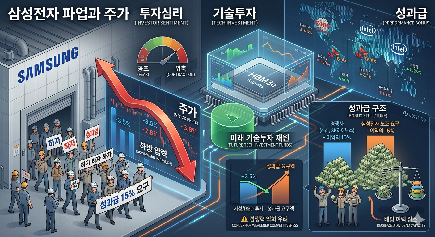 삼성전자 파업과 주가 (투자심리, 기술투자, 성과급)