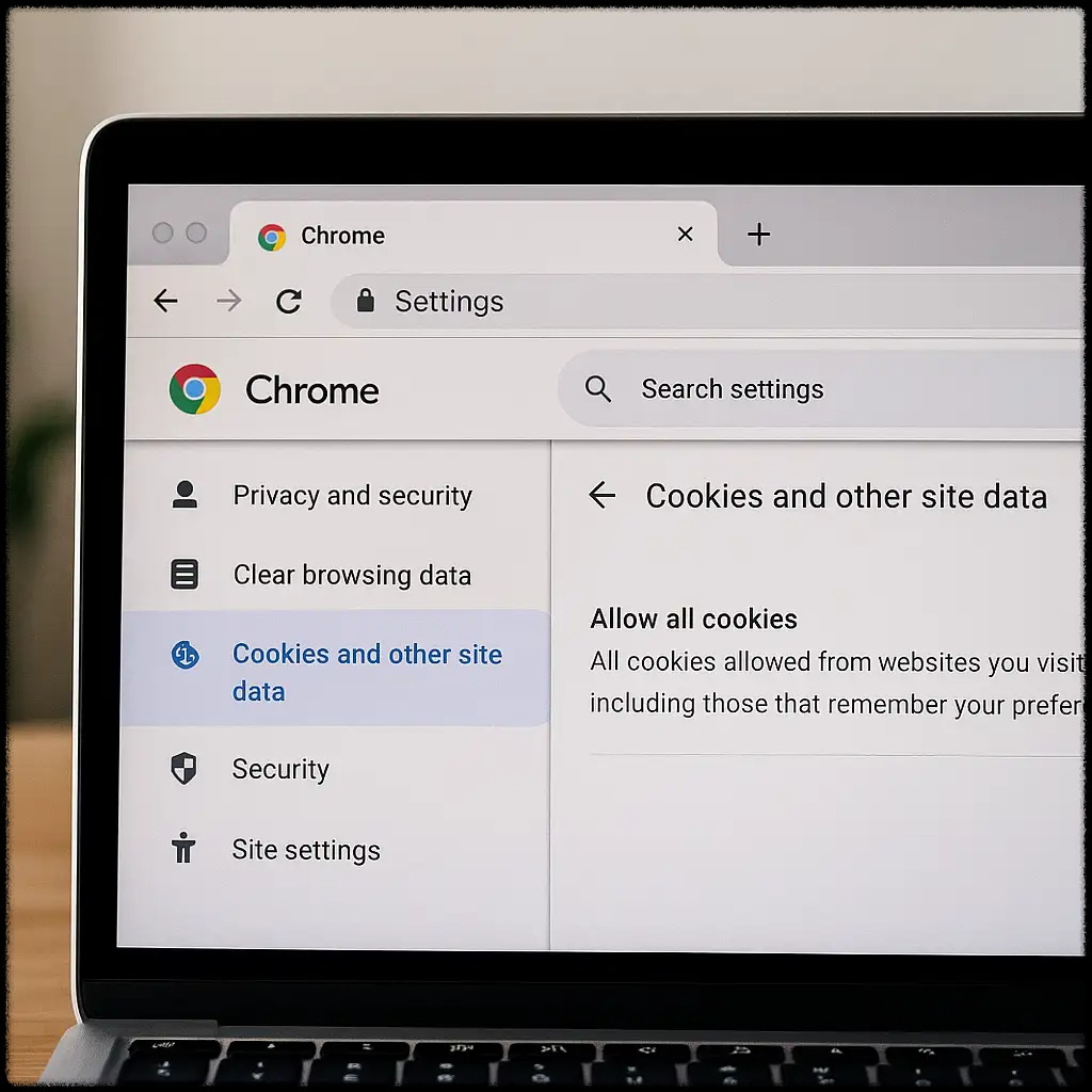 크롬 브라우저에서 개인정보 관련 설정을 하고 있는 모습