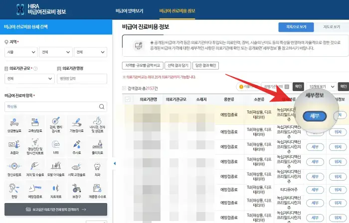 파상풍 주사 가격