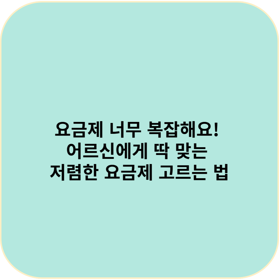 요금제 너무 복잡해요! 어르신에게 딱 맞는 저렴한 요금제 고르는 법