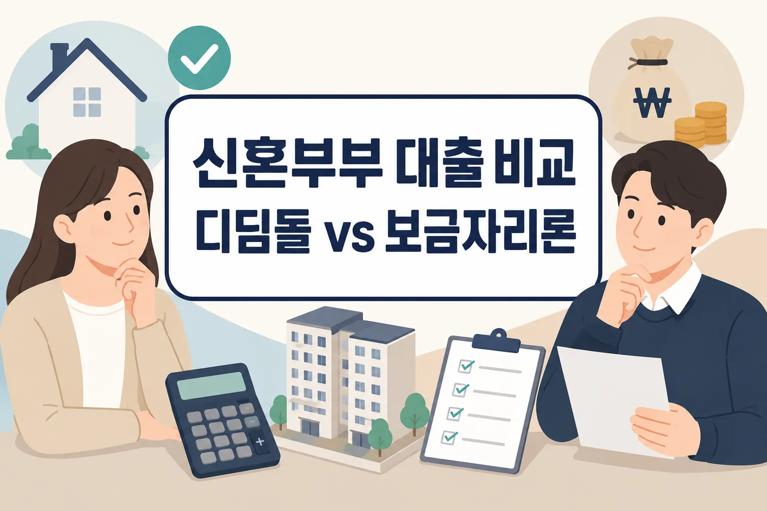 신혼부부 디딤돌대출 보금자리론 비교에서 금리보다 조건과 한도 판단을 먼저 확인해야 함을 보여주는 썸네일 이미지