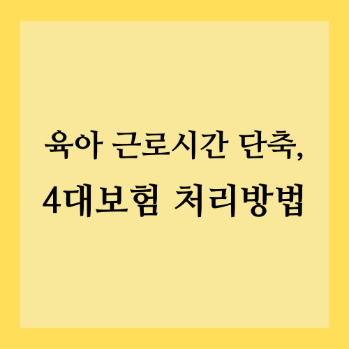 육아 근로시간 단축 중 4대 보험 처리방법