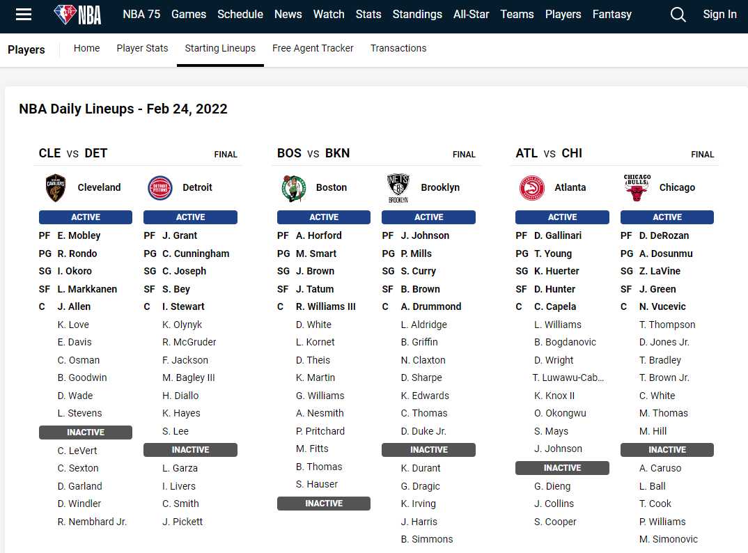 NBA라인업보는곳 캡처2