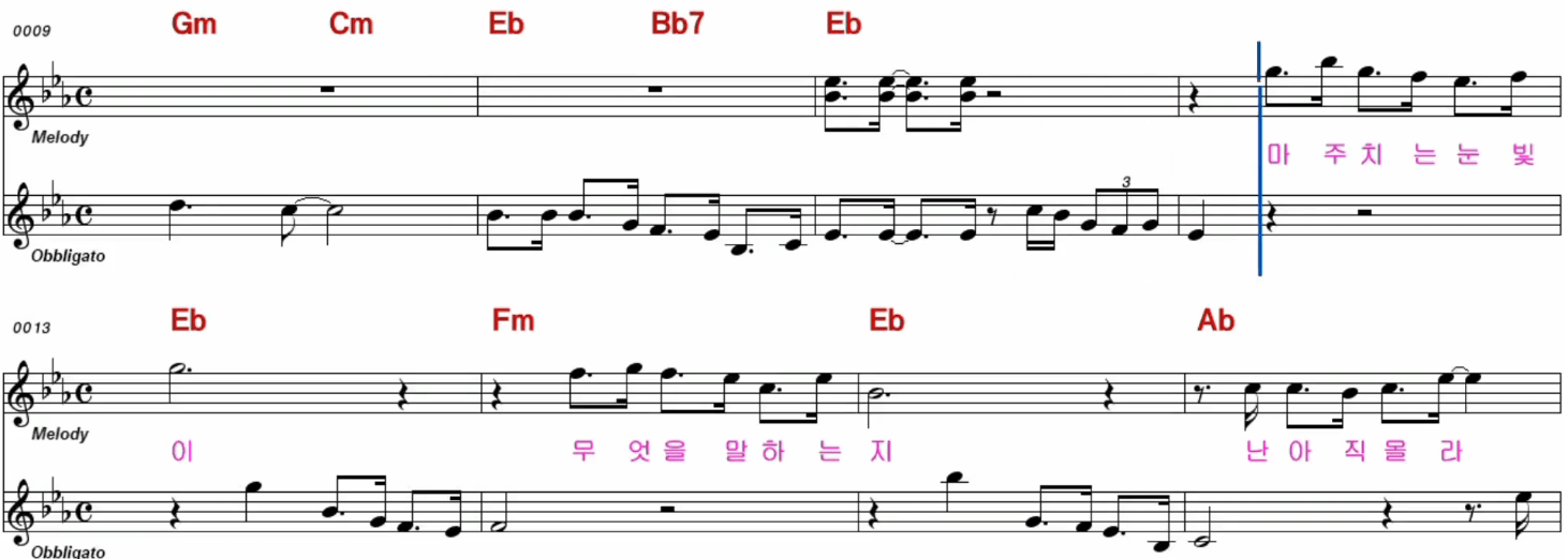주현미,정다경 짝사랑 악보