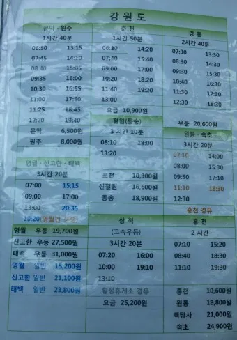 수원 시외버스터미널 서수원 시간표 예매 요금_8