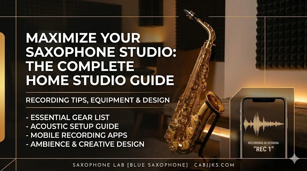 완벽한 색소폰 홈 스튜디오 세팅 가이드 및 스마트폰 녹음 팁을 설명하는 대표 이미지