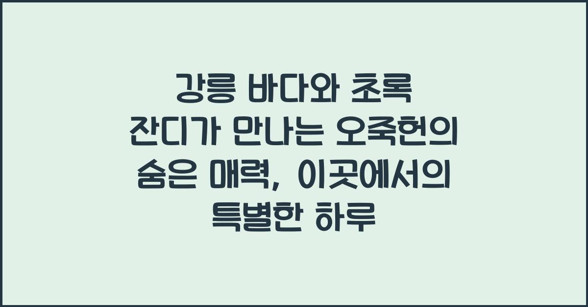 강릉 바다와 초록 잔디가 만나는 오죽헌의 숨은 매력