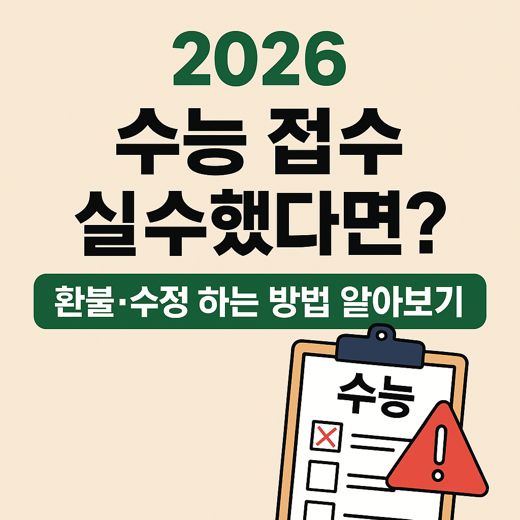 2026 수능 접수 실수 했다면? 환불. 수정 하는 방법 알아보기
