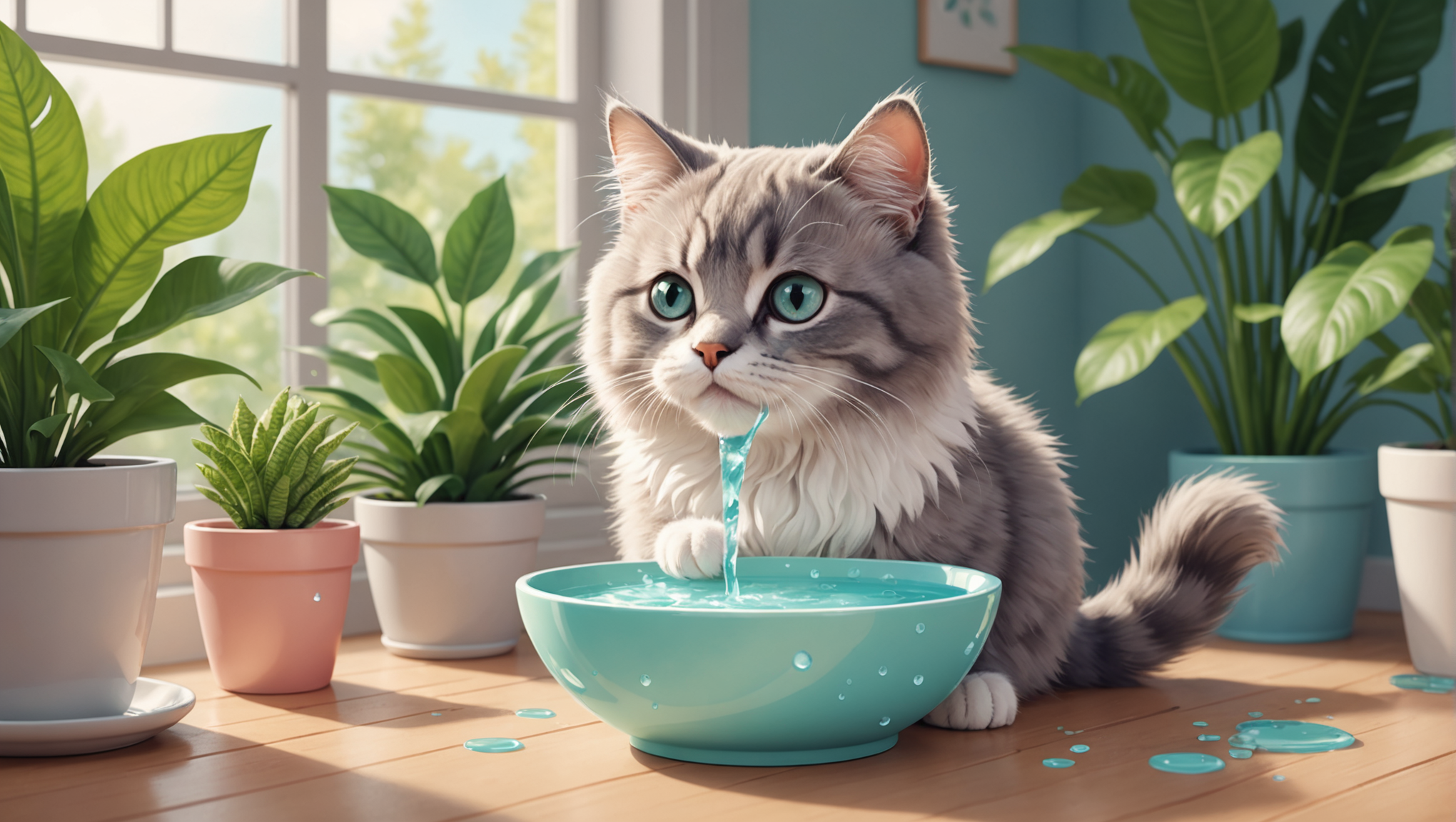 물 마시는 고양이