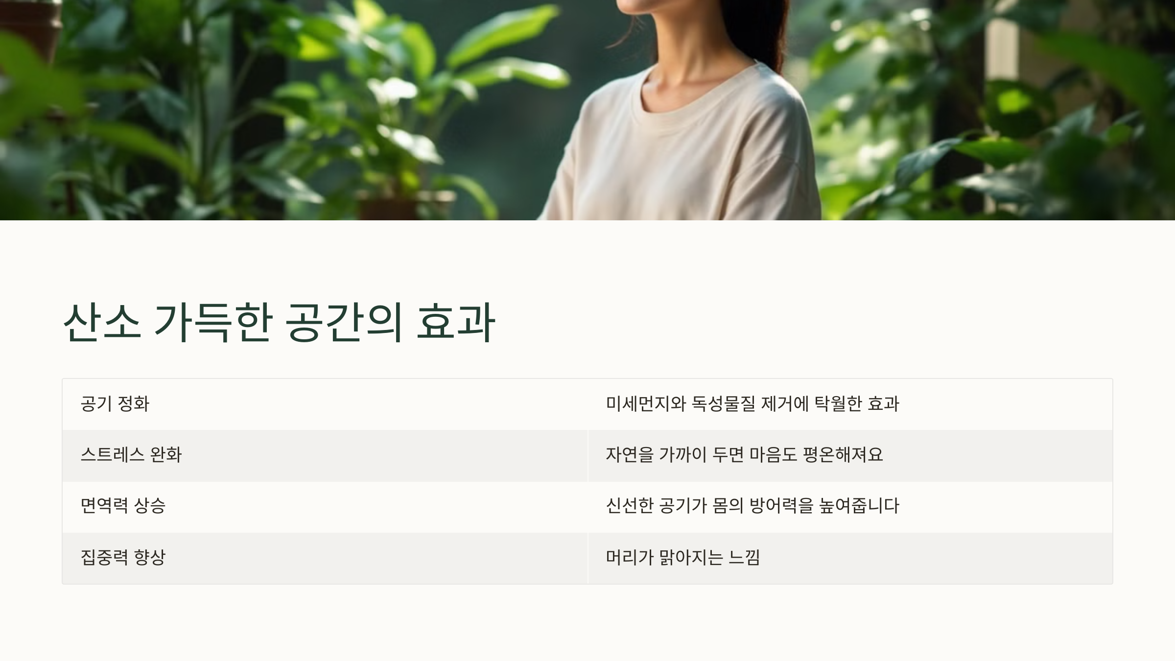 산소 가득한 공간의 효과