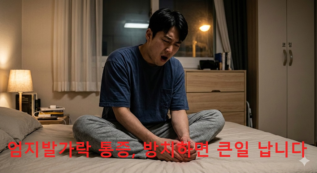 한밤중 갑작스러운 엄지발가락 통증으로 괴로워하는 통풍 초기 증상