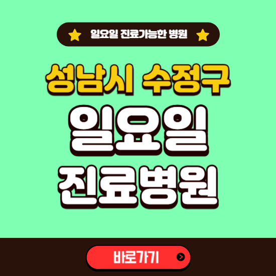 성남시 수정구 일요일 진료 가능한 병원 ❘ 주말 문여는 곳 총정리 (소아과, 내과, 안과, 치과, 피부과, 정형외과, 산부인과)