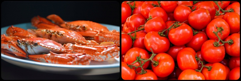 꽃게와 토마토 사진입니다.