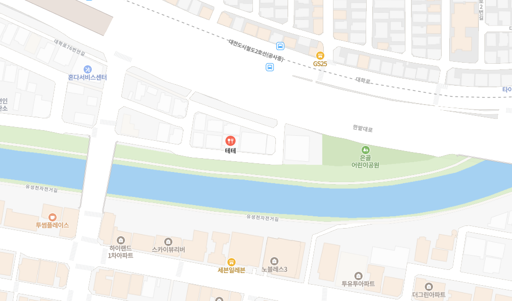 대전 테테 오코노미야키 위치 지도, 유성구 철판요리 맛집 테테 찾기