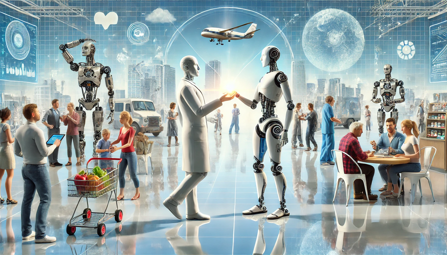 인간과 상호 작용하는 휴머로이드 로봇