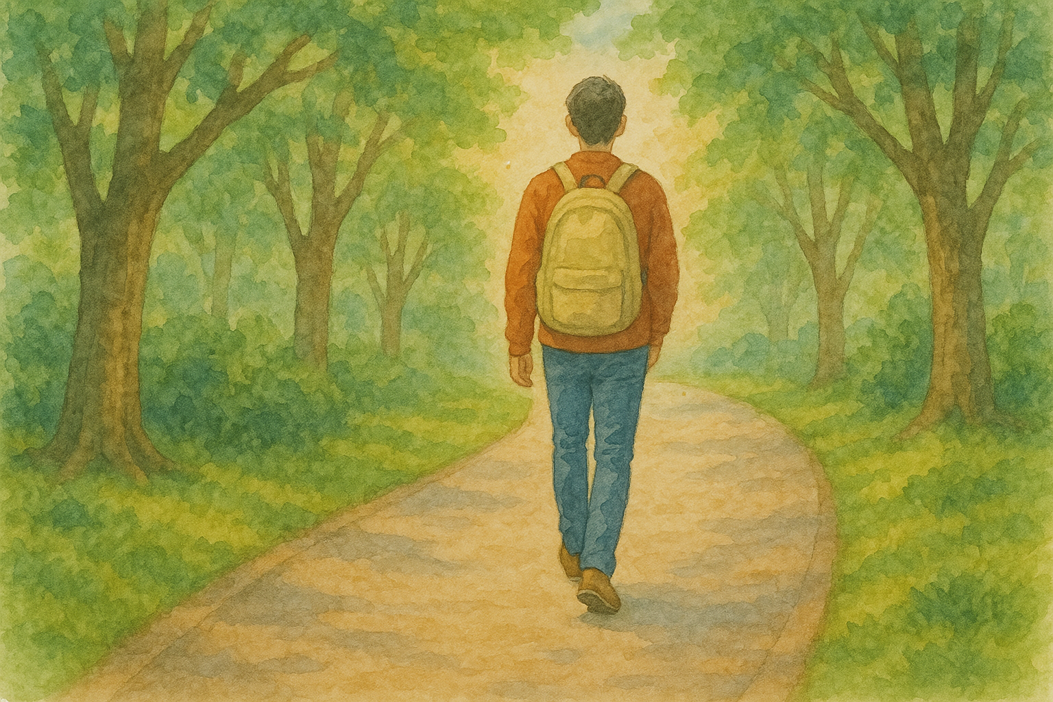 하늘과 나무 속 여유로운 산책