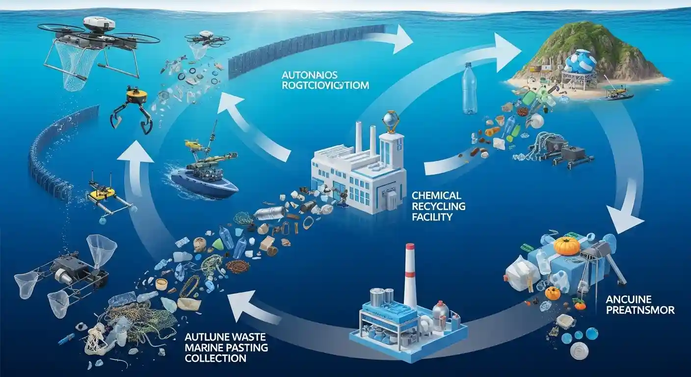 <img src="ocean_plastic_collection_and_chemical_recycling_flow.webp" alt="해양 쓰레기 수거 기술과 화학 재활용의 순환 경제 흐름을 시각적으로 표현한 이미지 입니다">