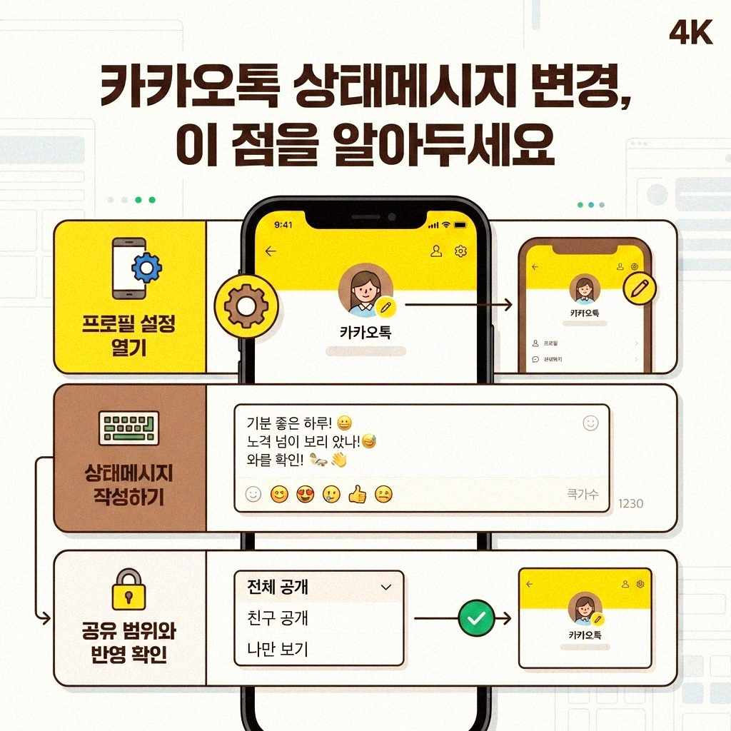 카카오톡 상태메시지 간단하게 바꾸는 방법 알려드릴게요