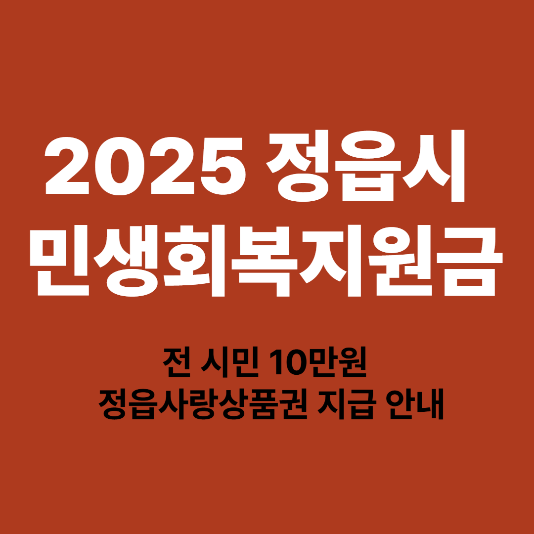 2025 정읍시 전 시민 대상 민생지원금 지급 정책 정리