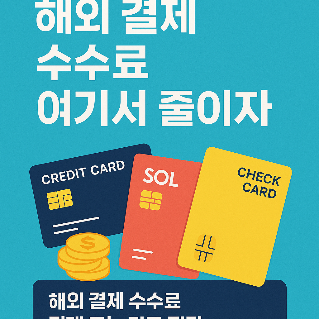 해외 결제 수수료를 줄이는 방법과 관련 카드 정보를 강조한 한국어 썸네일 이미지