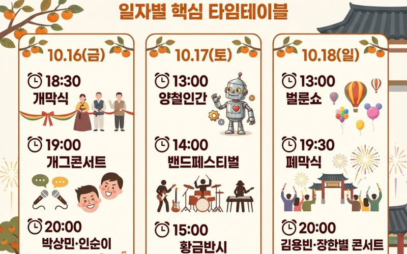 2026 청도반시축제 일정·인순이 박상민 라인업 및 주차·셔틀 총정리 -