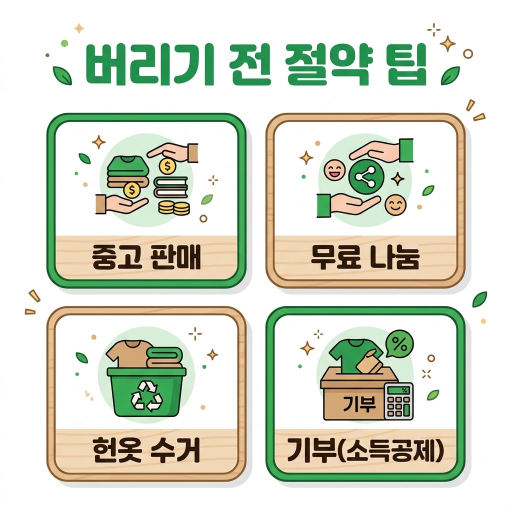 대형폐기물 버리기 전 중고판매 나눔 기부 소득공제 절약 팁 인포그래픽