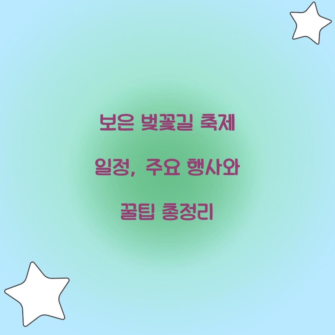 보은 벚꽃길 축제 일정