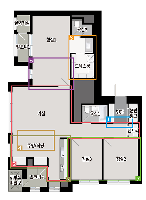 문수로 푸르지오 어반피스 - 84B 확장형 평면도