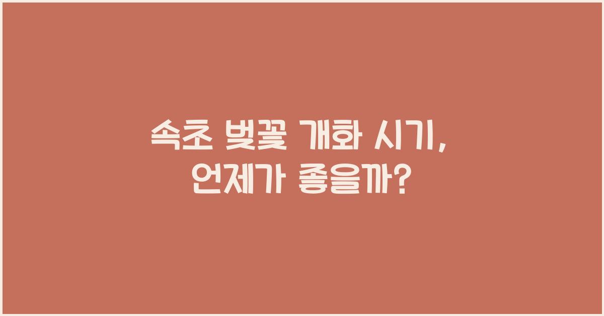 속초 벚꽃 개화 시기